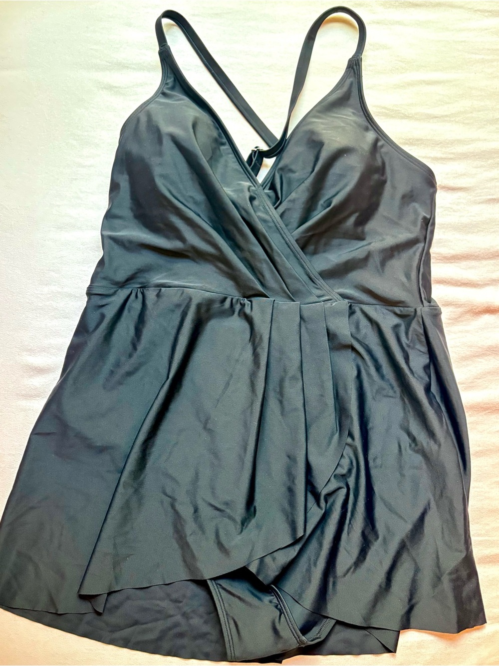 CUPSHE Black Swim Dress One Piece Swimsuit Ruffle Wrap Skirt NWT L